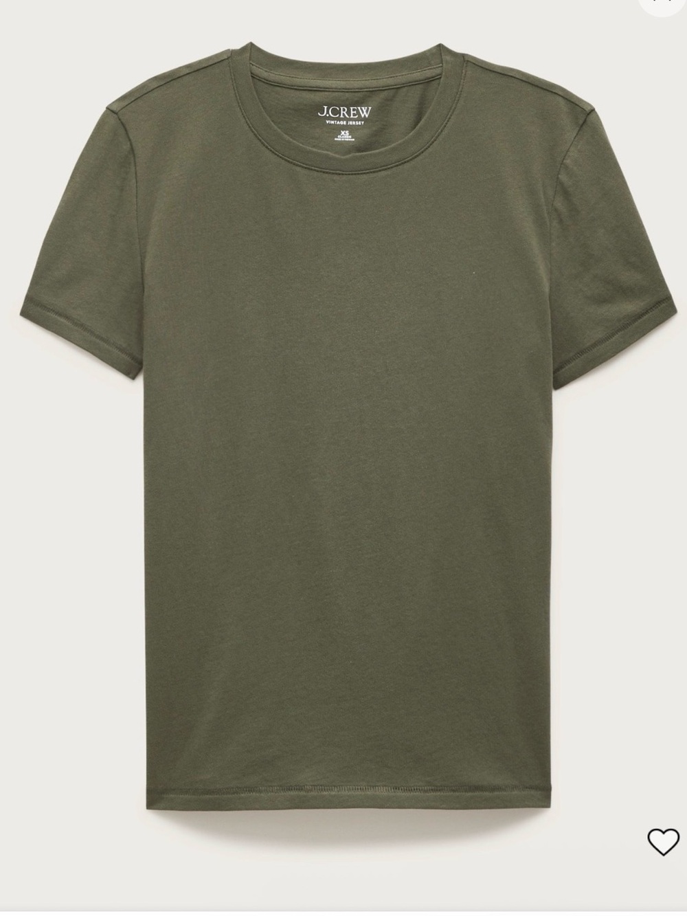J.Crew Womens Olive Green Cotton Vintage Classic Fit Crewneck T-Shirt Tee XXS